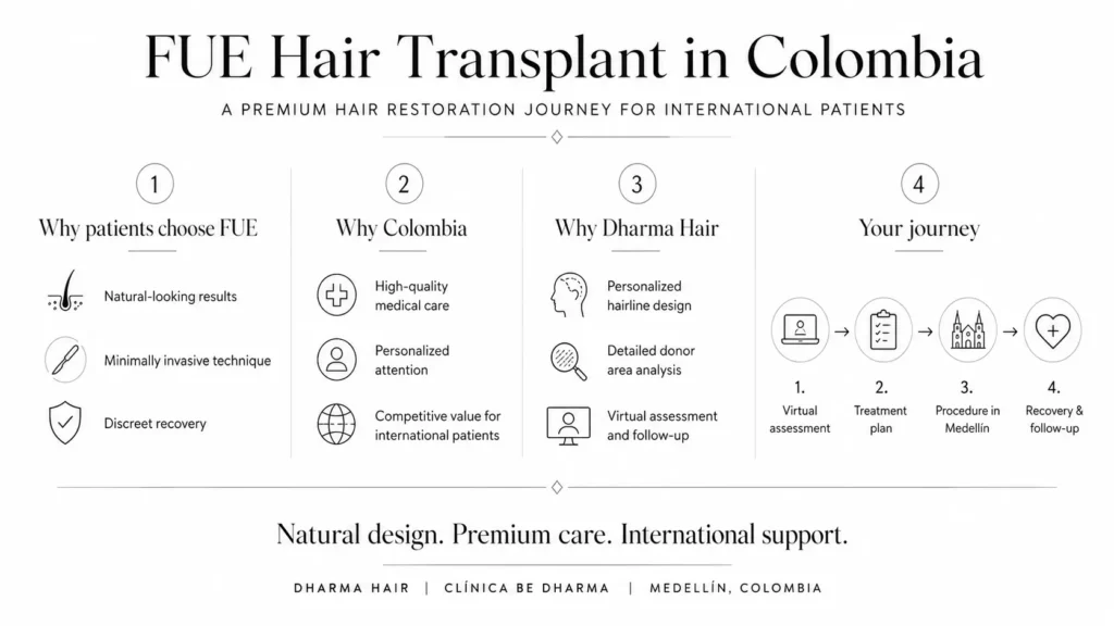 FUE hair transplant in Colombia - Dharma Hair