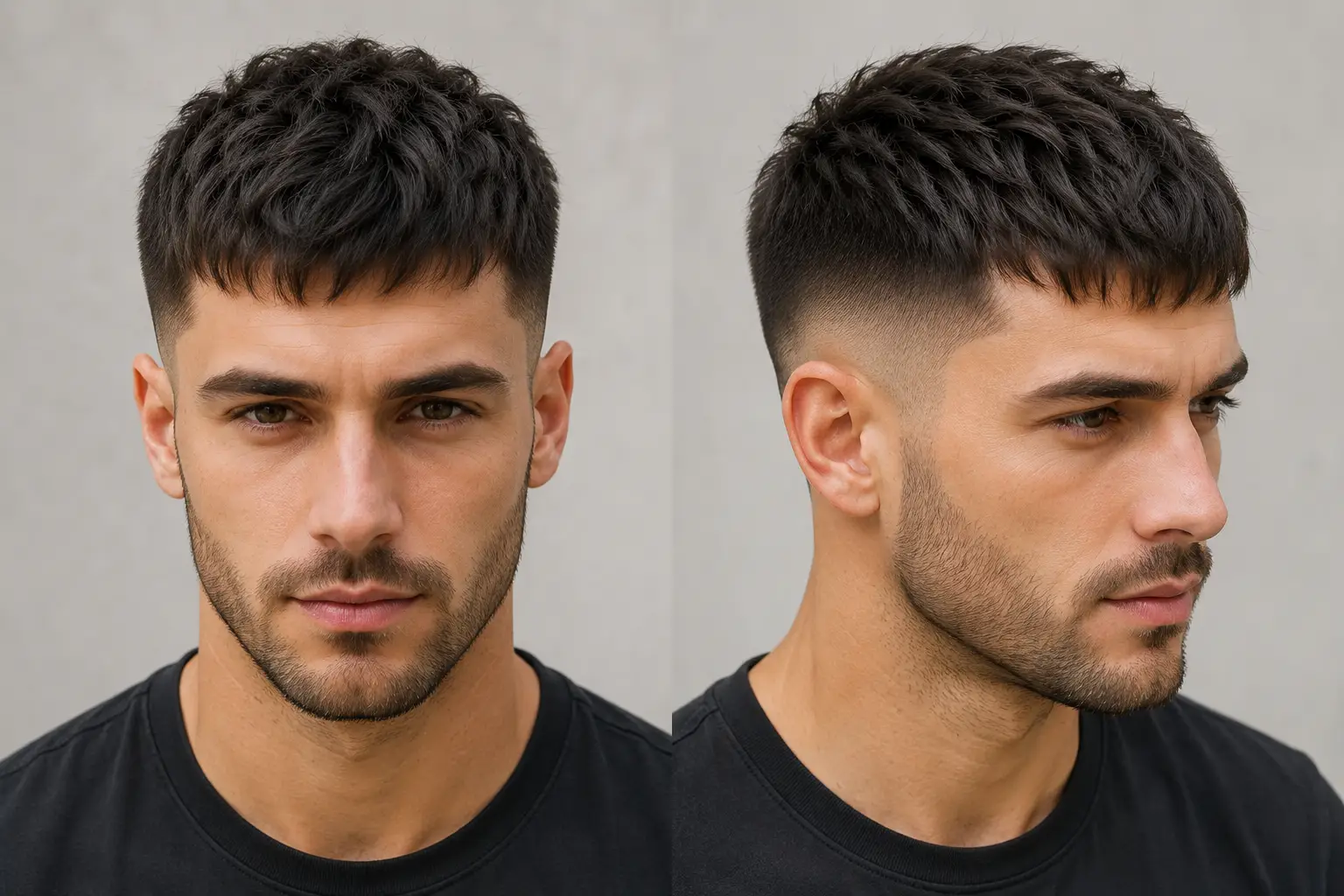 Peinados para hombres con entradas y frente grande - French crop - BE DHARMA HAIR