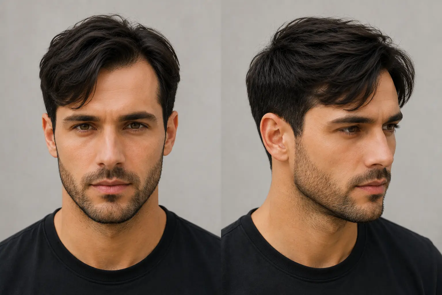 Peinados para hombres con entradas y frente grande - flequillo lateral - Be Dharma Hair