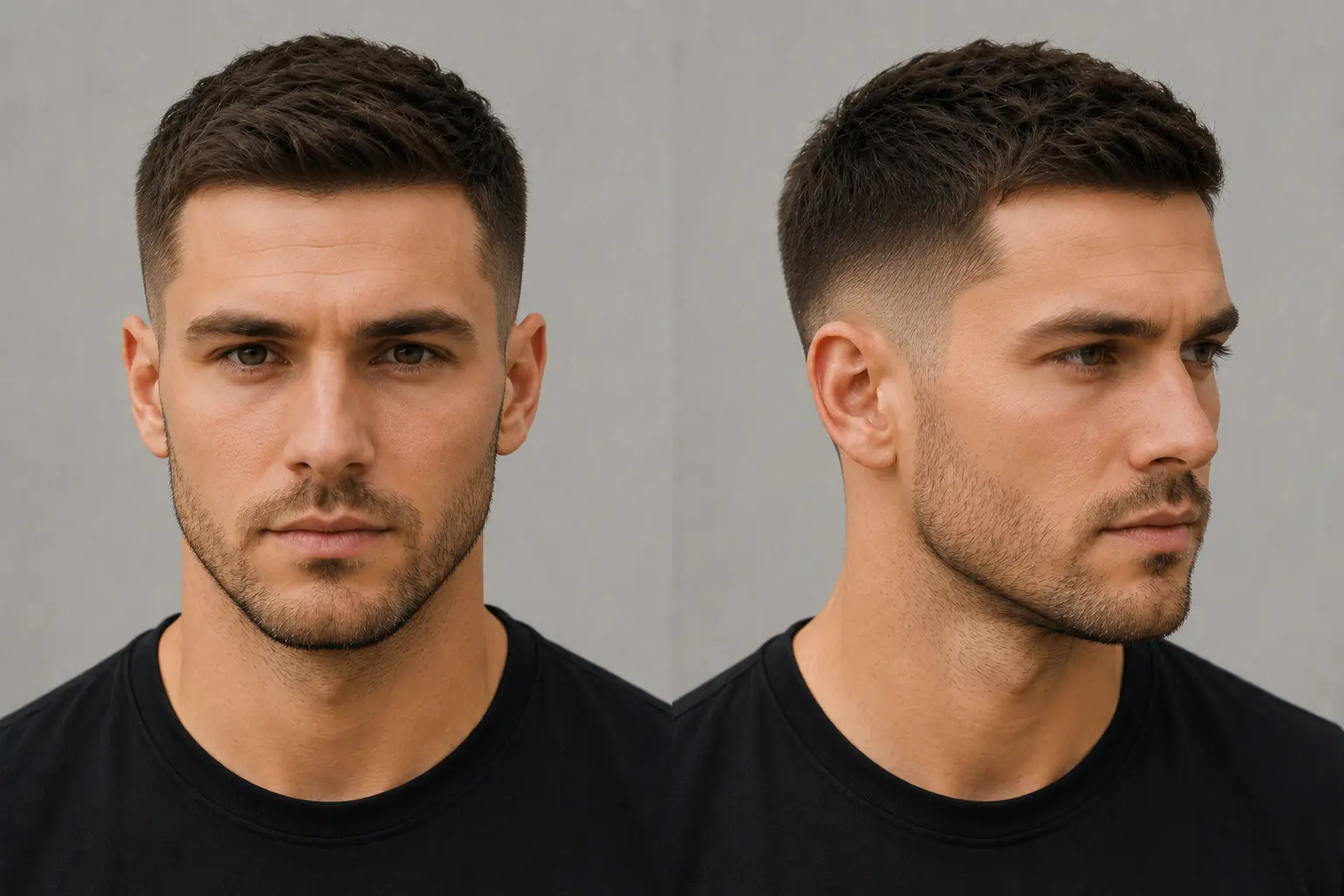 peinados para hombres con entradas y frente grande - Crew cut - Be Dharma Hair